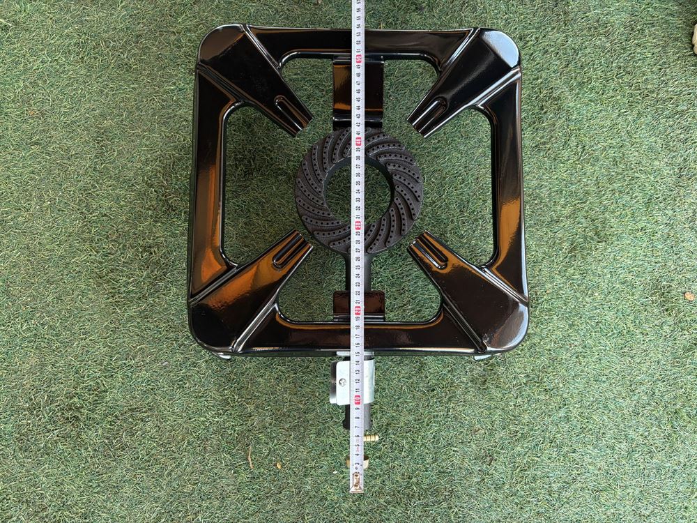 כירת גז גדולה מבער אחד / לשטח לחצר ולמחנאות כולל צינור ווסת גז זוויתי עם שעון מד גז