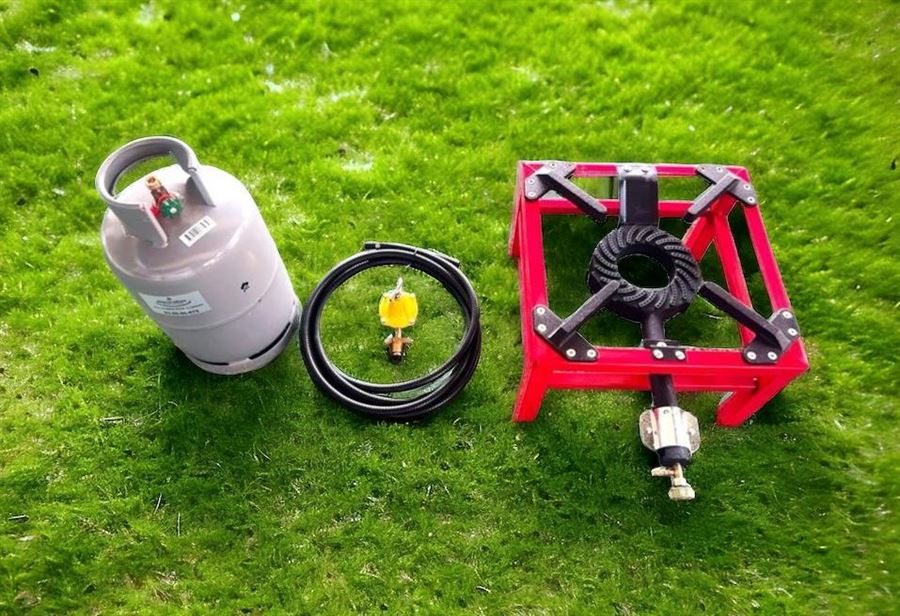 קיט כירת גז לשטח עם מיכל גז וערכת צינור גומי ווסת גז ללחץ גבוה