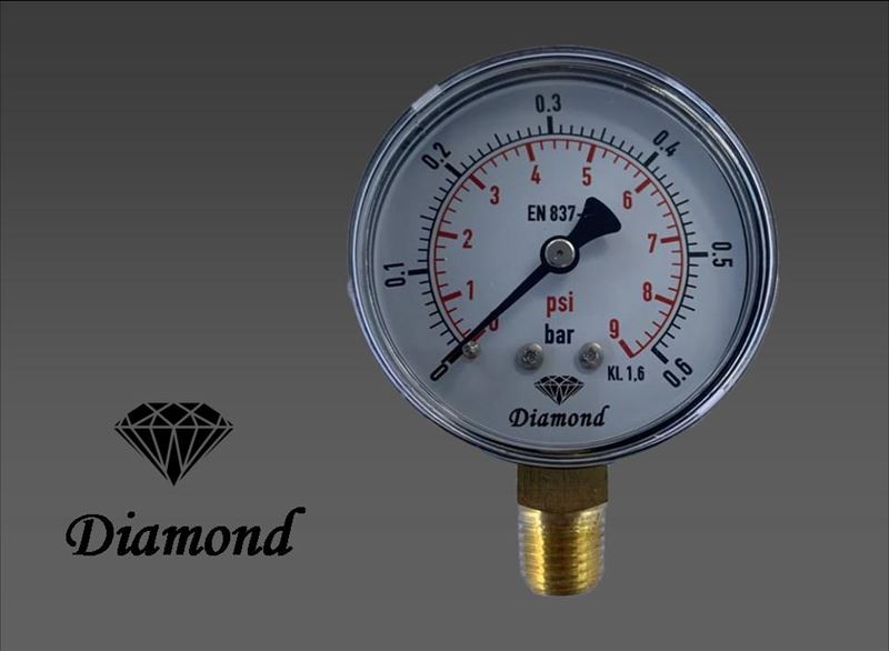שעון מד לחץ מנומטר Diamond בטווח 0-0.6 בר - לדרישות תקן EN-837