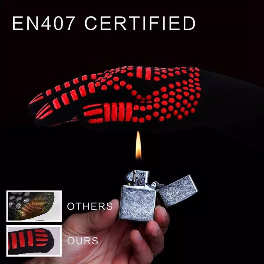 כפפה מקצועית עמידה בחום גבוה עד 800°C לאפיה ולעבודה בחום גבוה